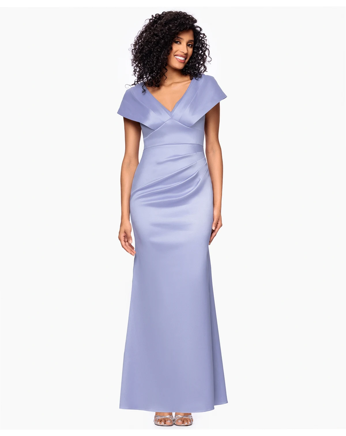 Petite V-Neck Long Sheath Dress