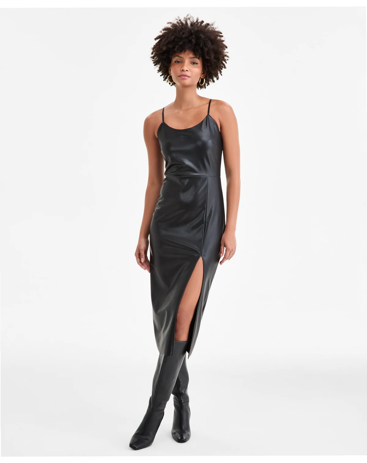 Women's Faux-Leather Midi Dress, Macy's Exclusive
