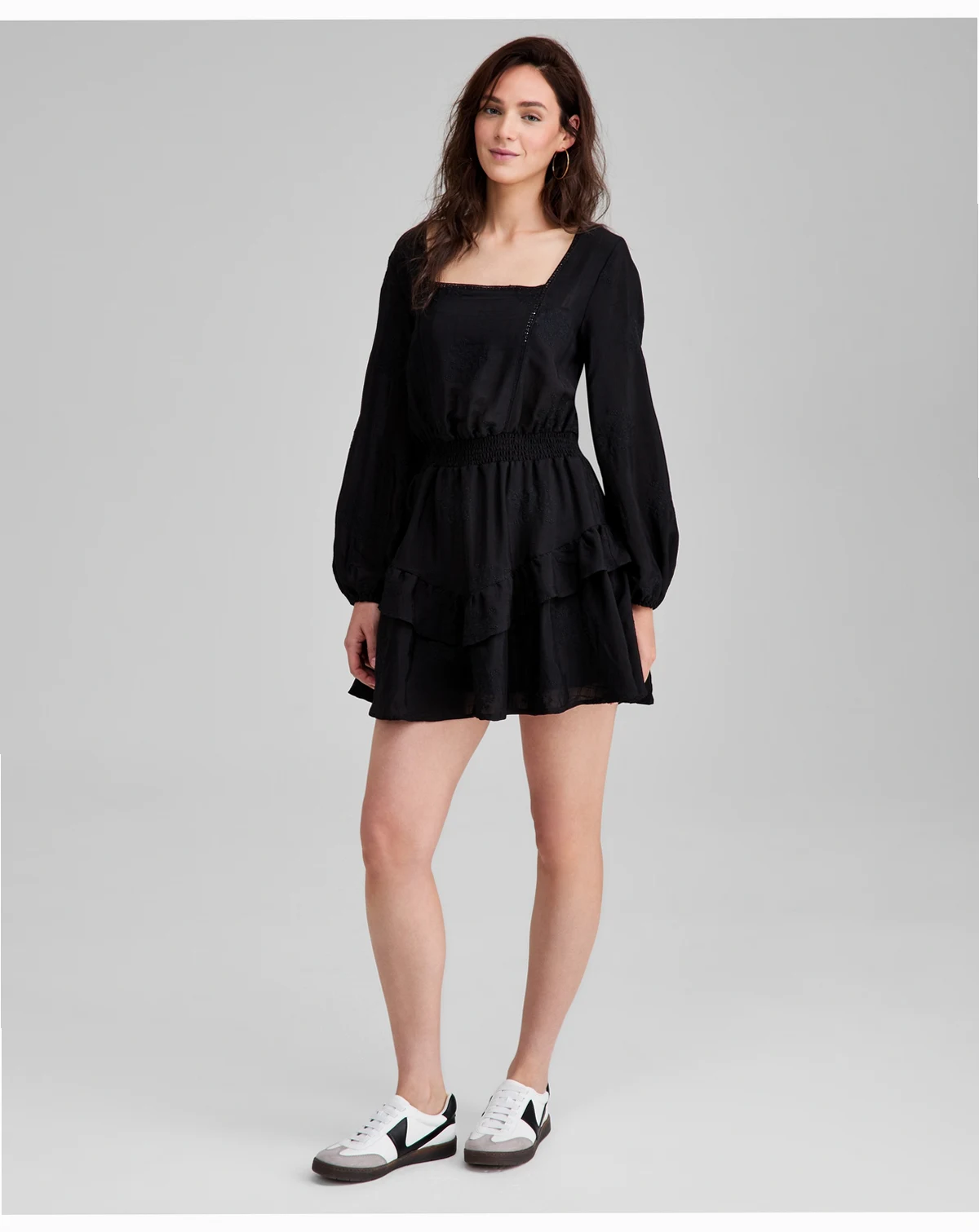 Women's Embroidered Blouson-Sleeve Fit & Flare Dress, Macy's Exclusive
