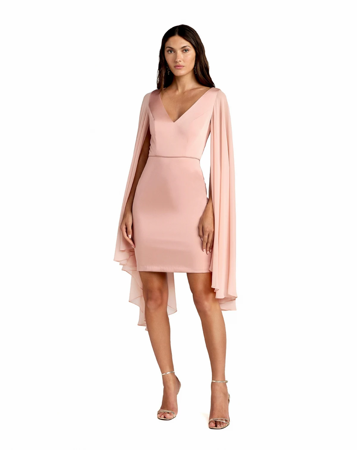 Women's Cape Sleeve V Neck Sheath Dress