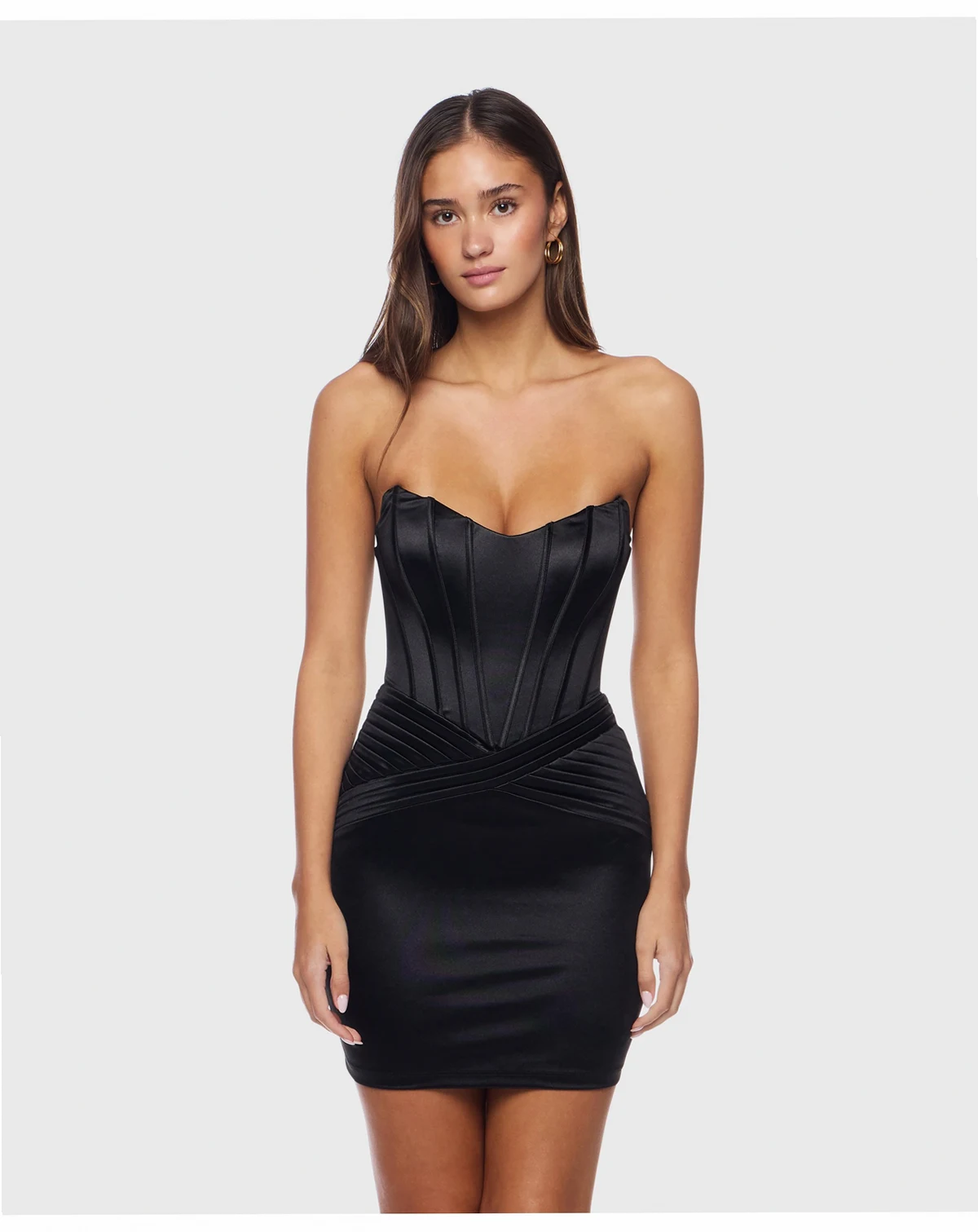 Juniors' Strapless Bustier Pleated-Waist Dress
