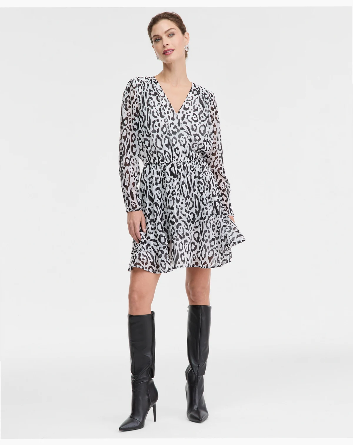 Women's Printed Long-Sleeve Surplice Mini Dress, Macy's Exclusive