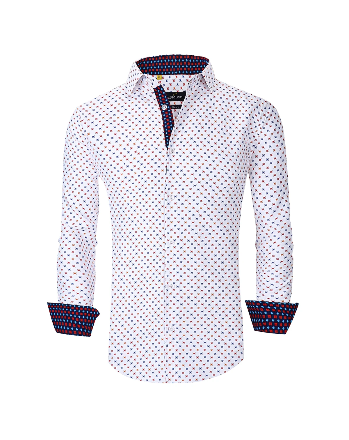 Men's Slim Fit Business Nautical Button Down Dress Shirt