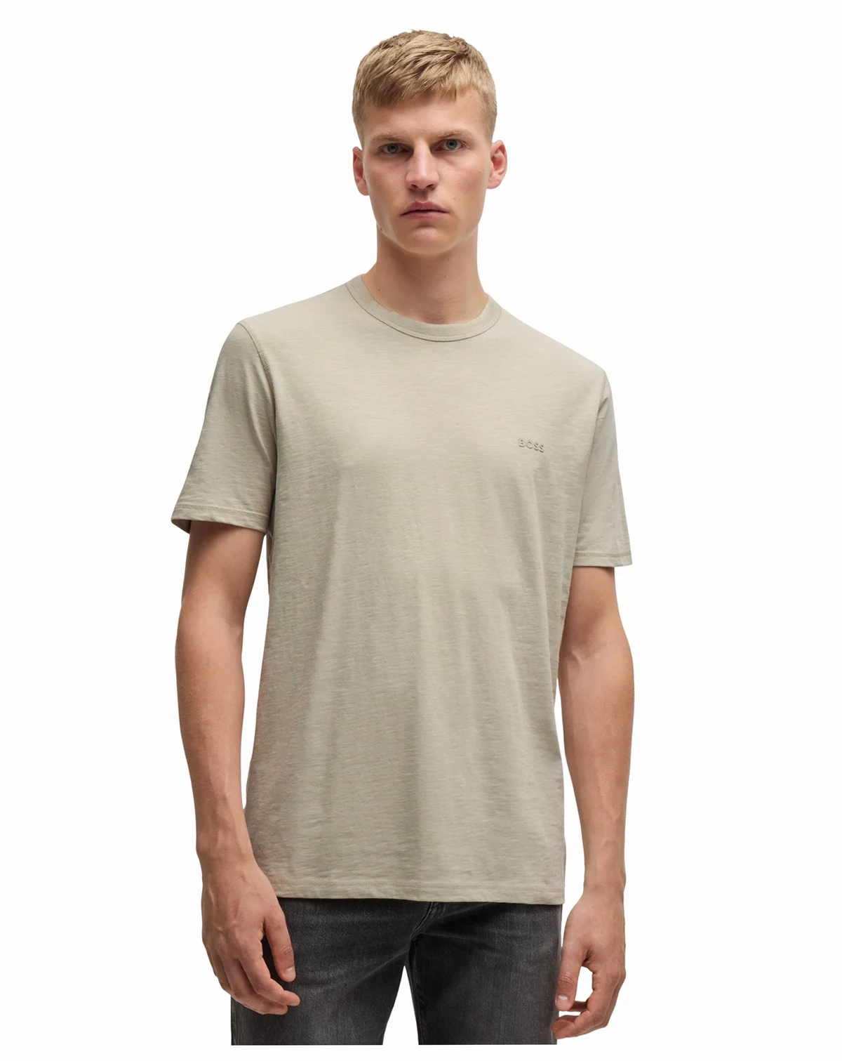 Men's Cotton Slub Logo Detail T-Shirt