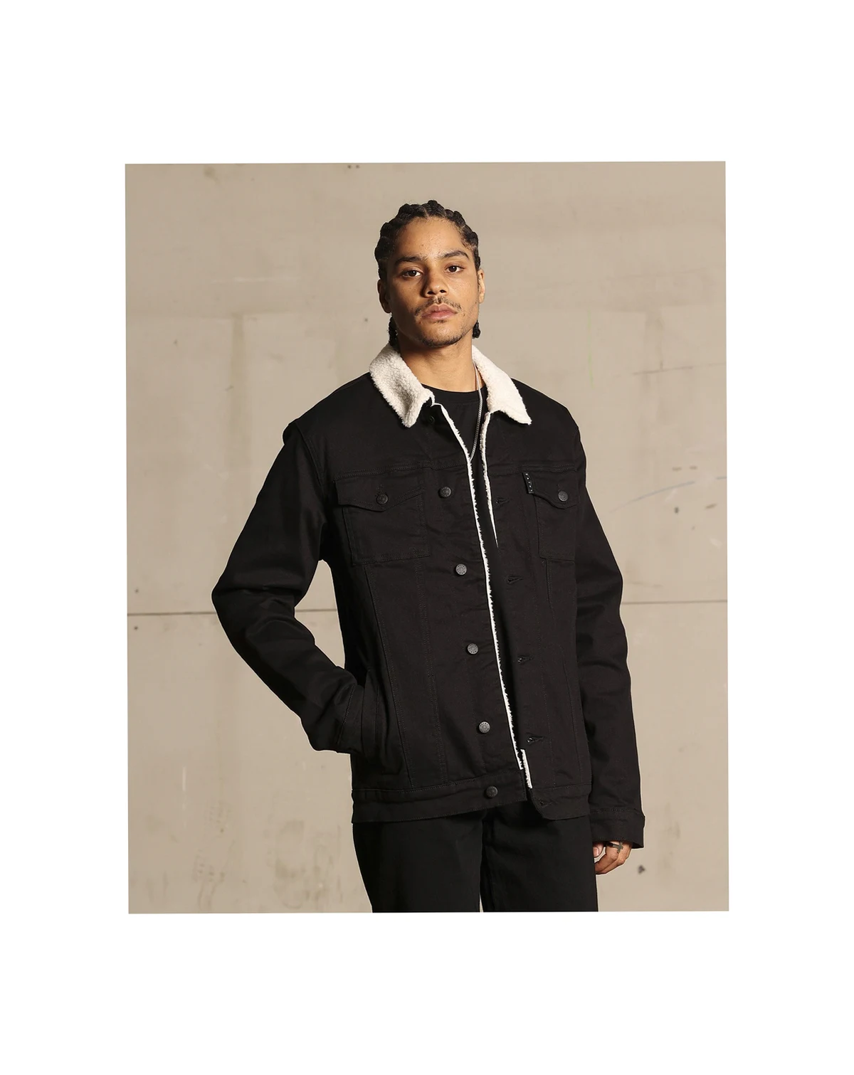 Men's Faux Sherpa Denim Jacket