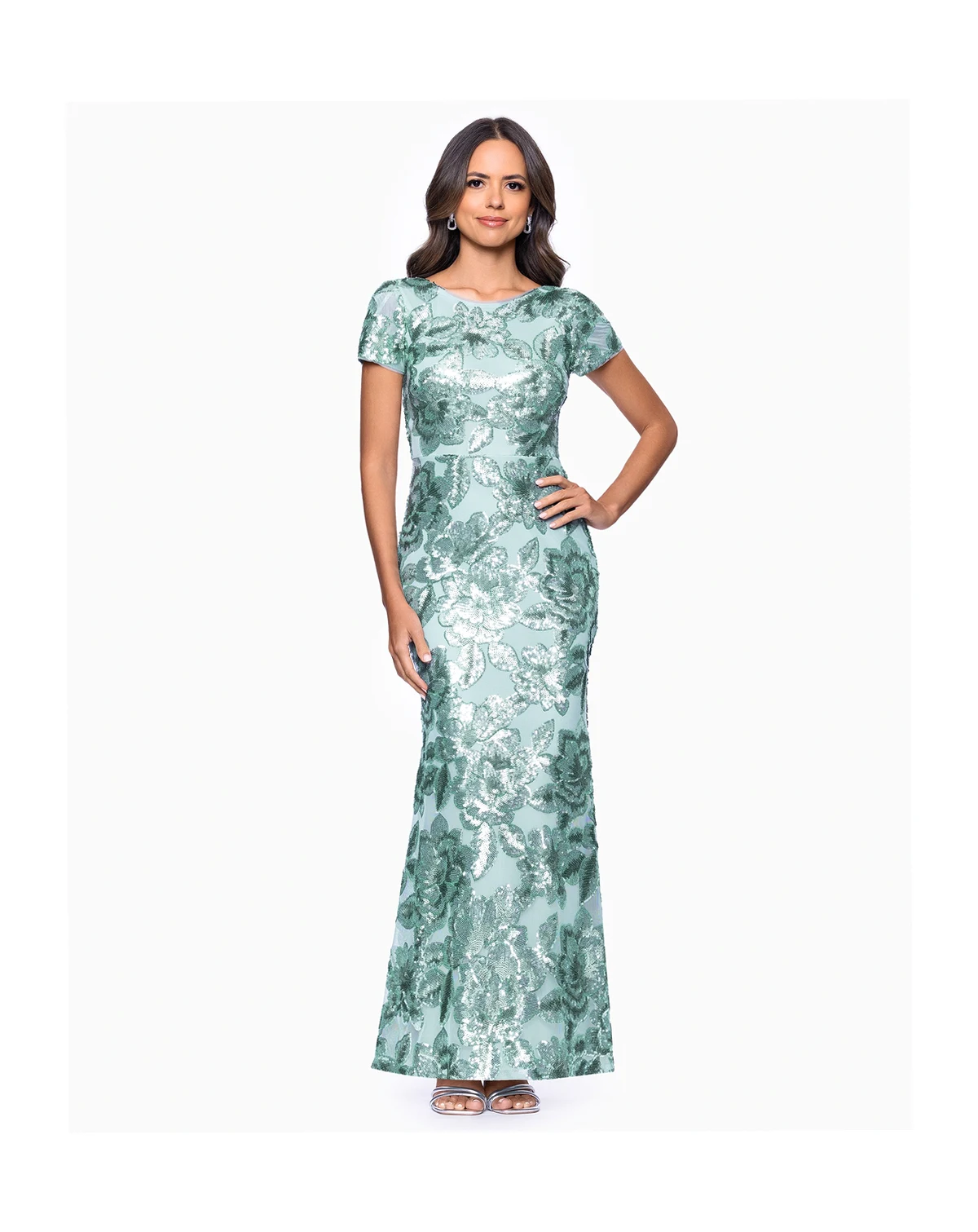 Petite Printed Scoop Neck Gown