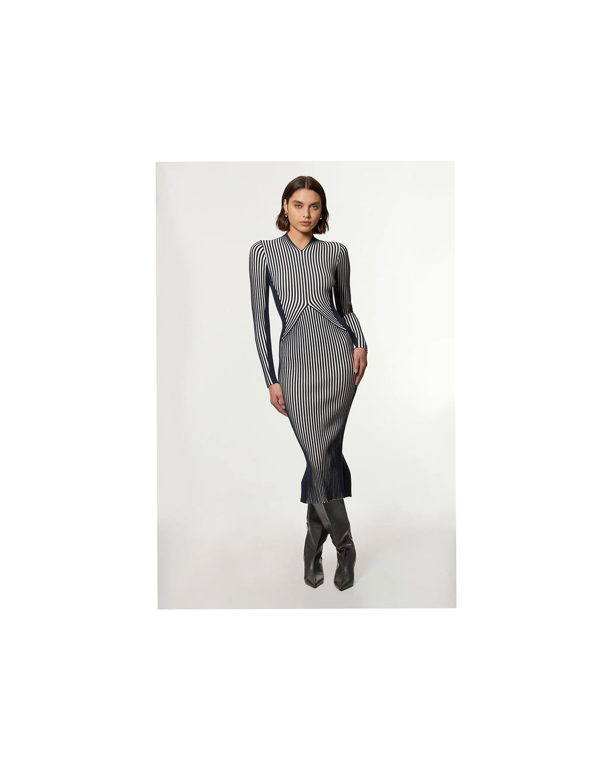 Women's Fitted Long Sleeve Midi Dress