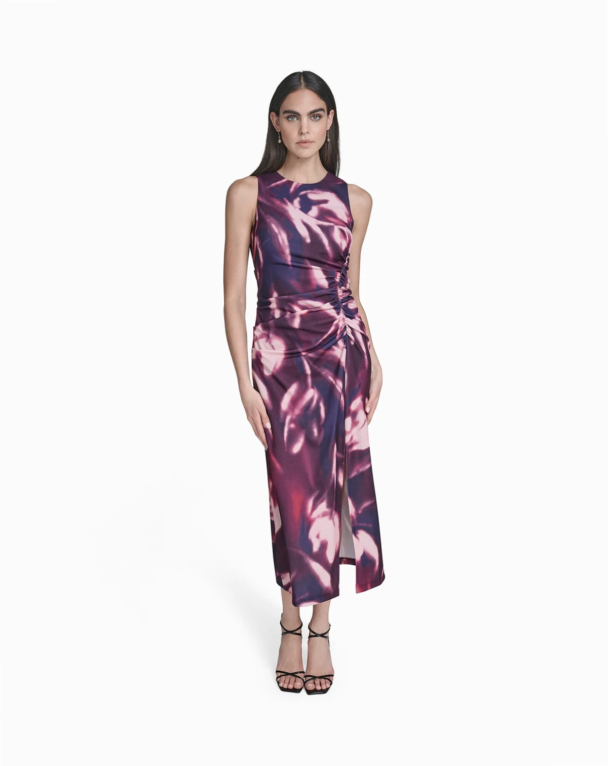 Petite Printed Sleeveless Midi Dress