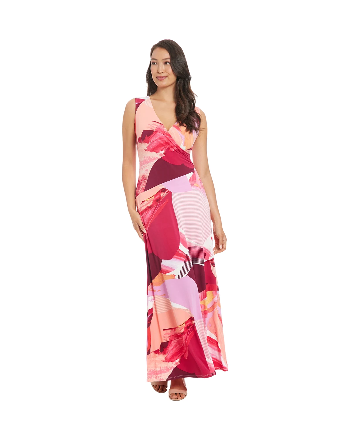 Petite Surplice-Neck Sleeveless Maxi Dress