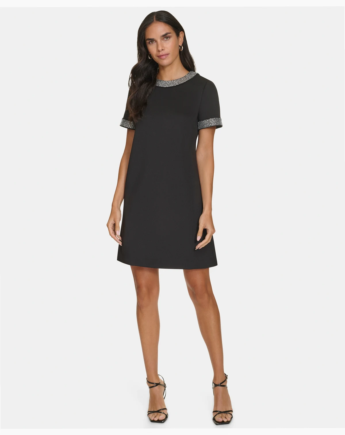 Petite Heatfix Trim Jewel Neck Dress