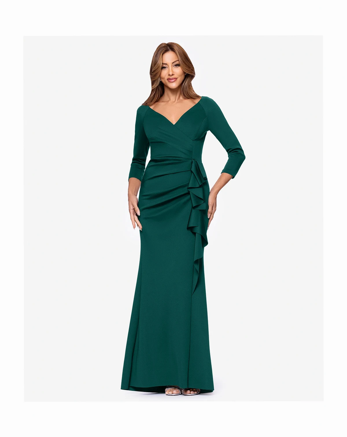 Petite V-Neck 3/4-Sleeve Dress