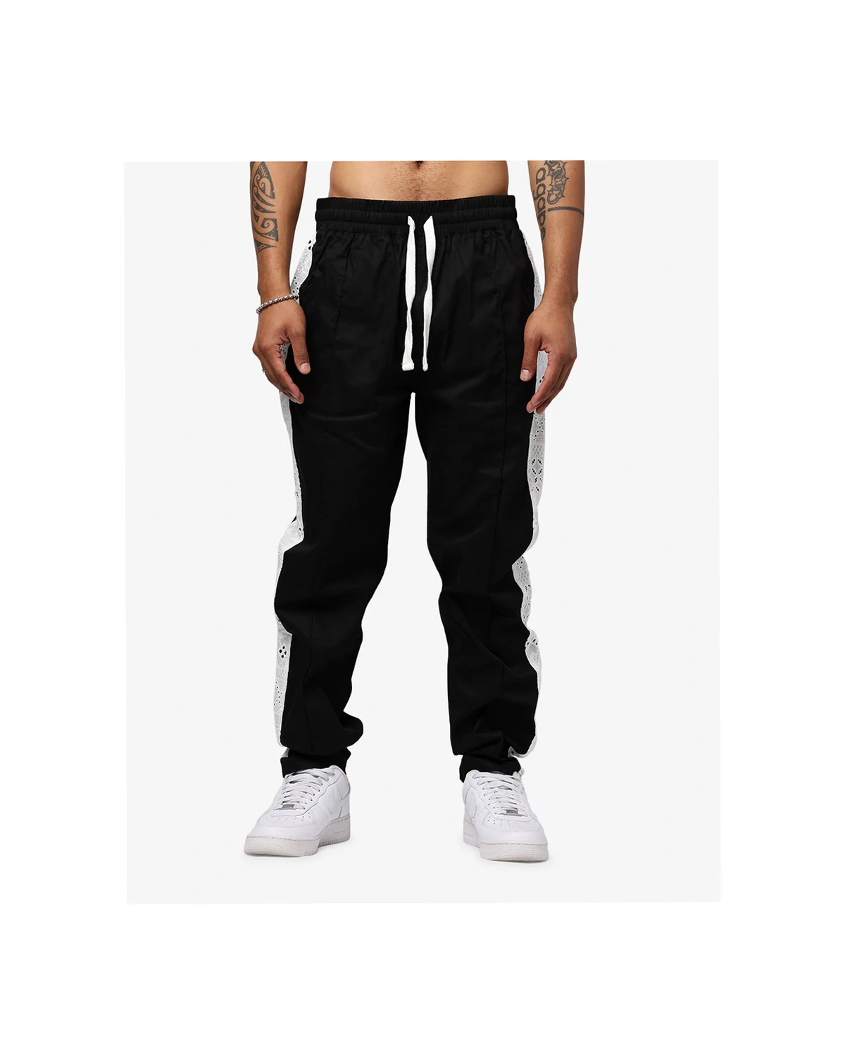 Men's Bandana Lace Pants, Black - Medium