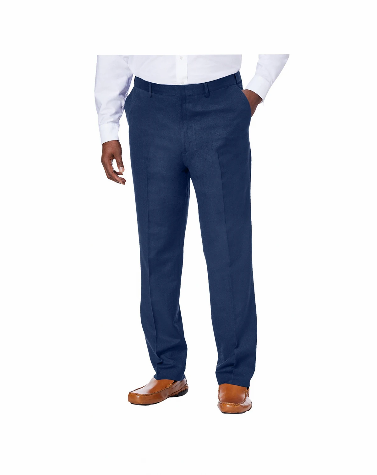 Big & Tall Linen Blend Plain Front Dress Pants