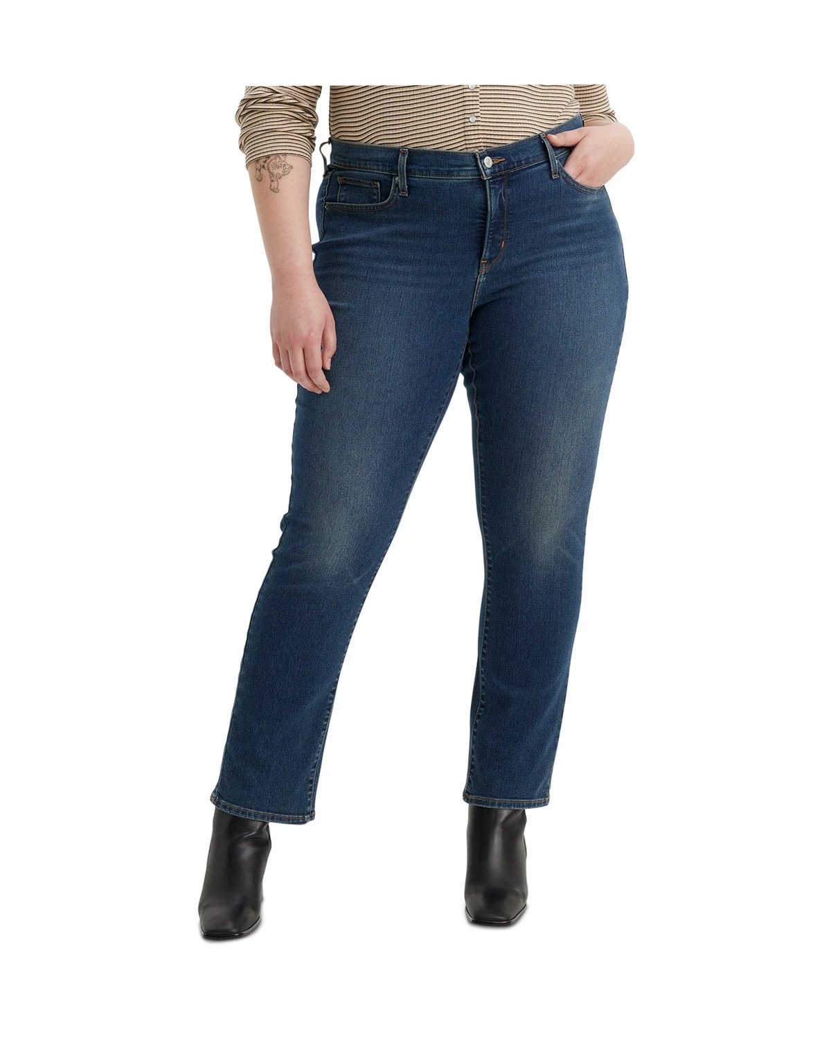 Trendy Plus Size 314 Mid-Rise Shaping Straight-Leg Jeans