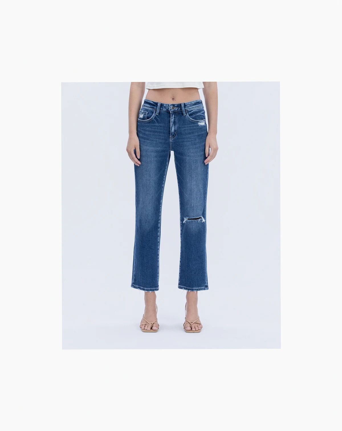 Women's High Rise Ankle Straight Jeans