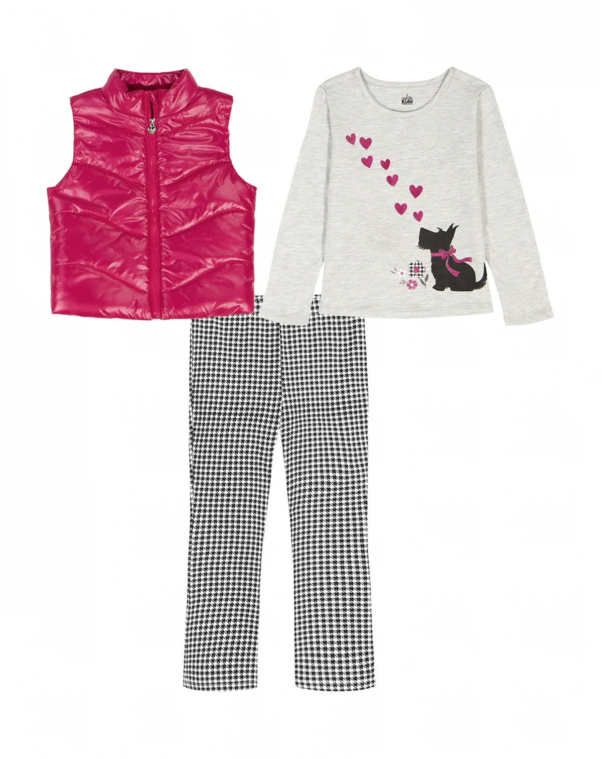 Girls' 2T-4T Vest, T-Shirt, and Leggings, 3-Piece Set