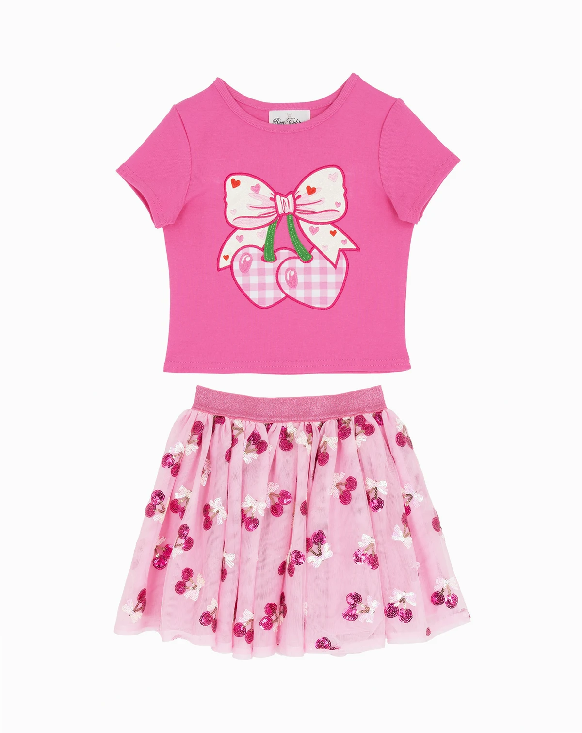 Girls' 2T-6X Cherry Heart Applique Top and Tutu Skirt, 2-Piece Set