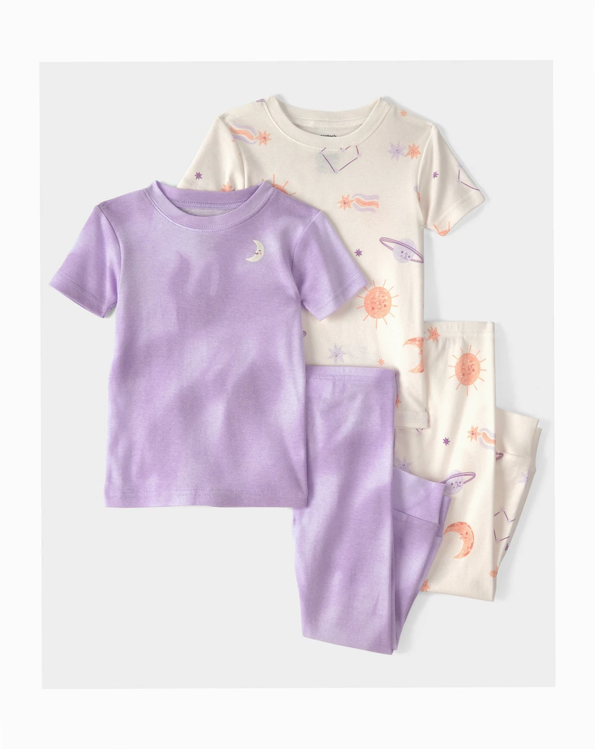 Girls' Toddler 2T-5T Space Constellation Tie-Dye Top and Pajama Pants, 4-Piece Set