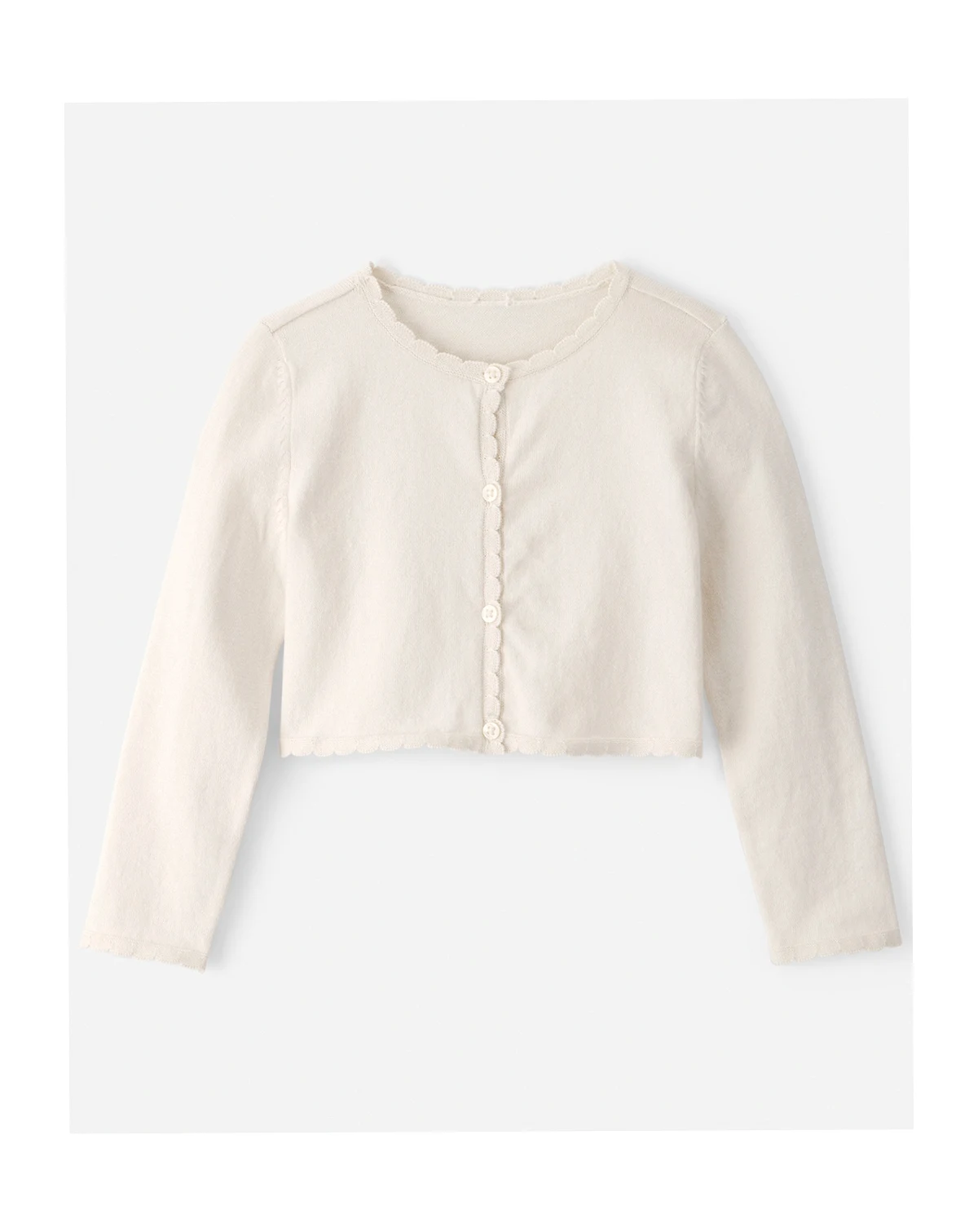 Girls' Toddler 2T-5T Scalloped Round Neck Cardigan Sweater