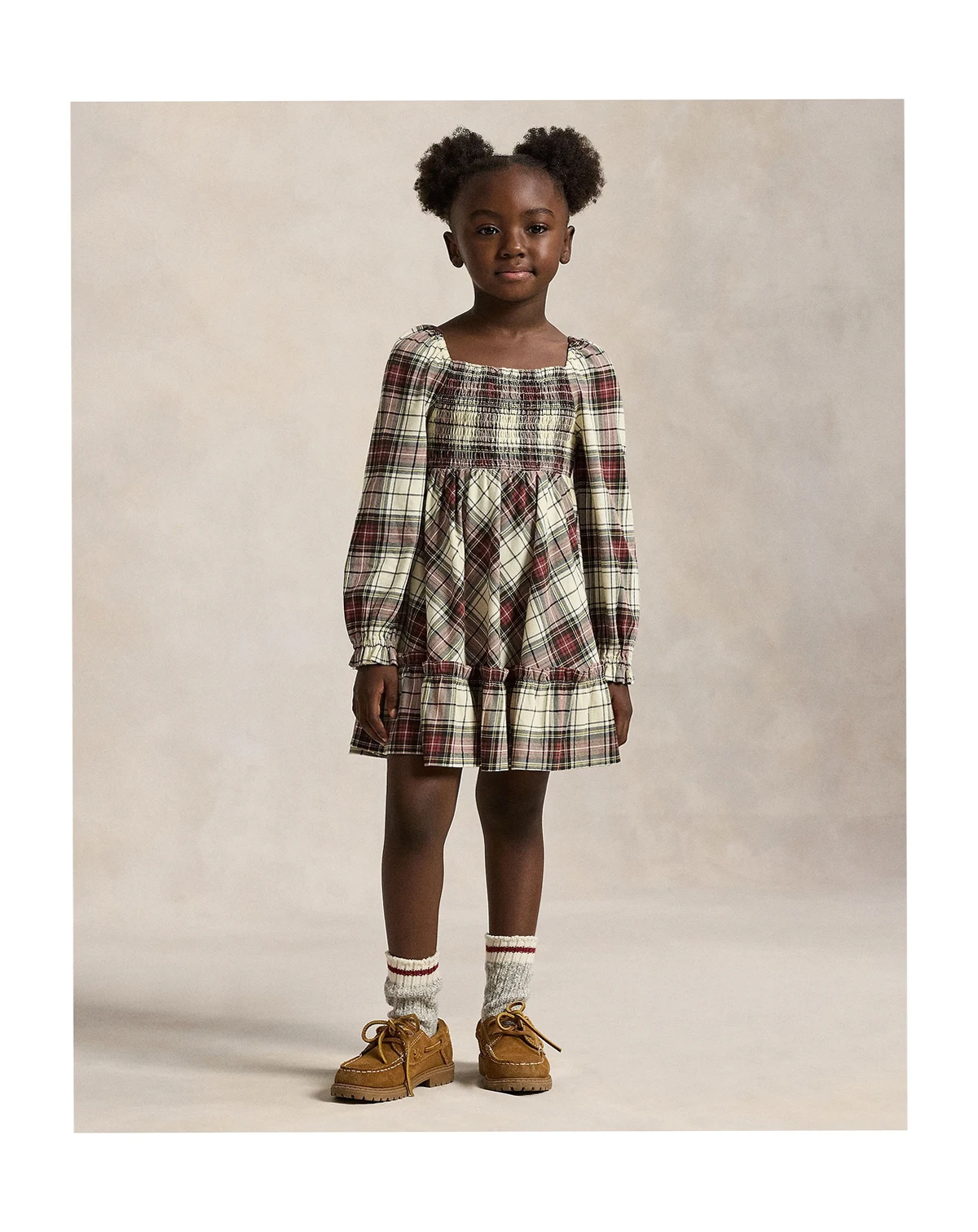 Girls' 2T-6X Plaid Pattern Ruffled Dress