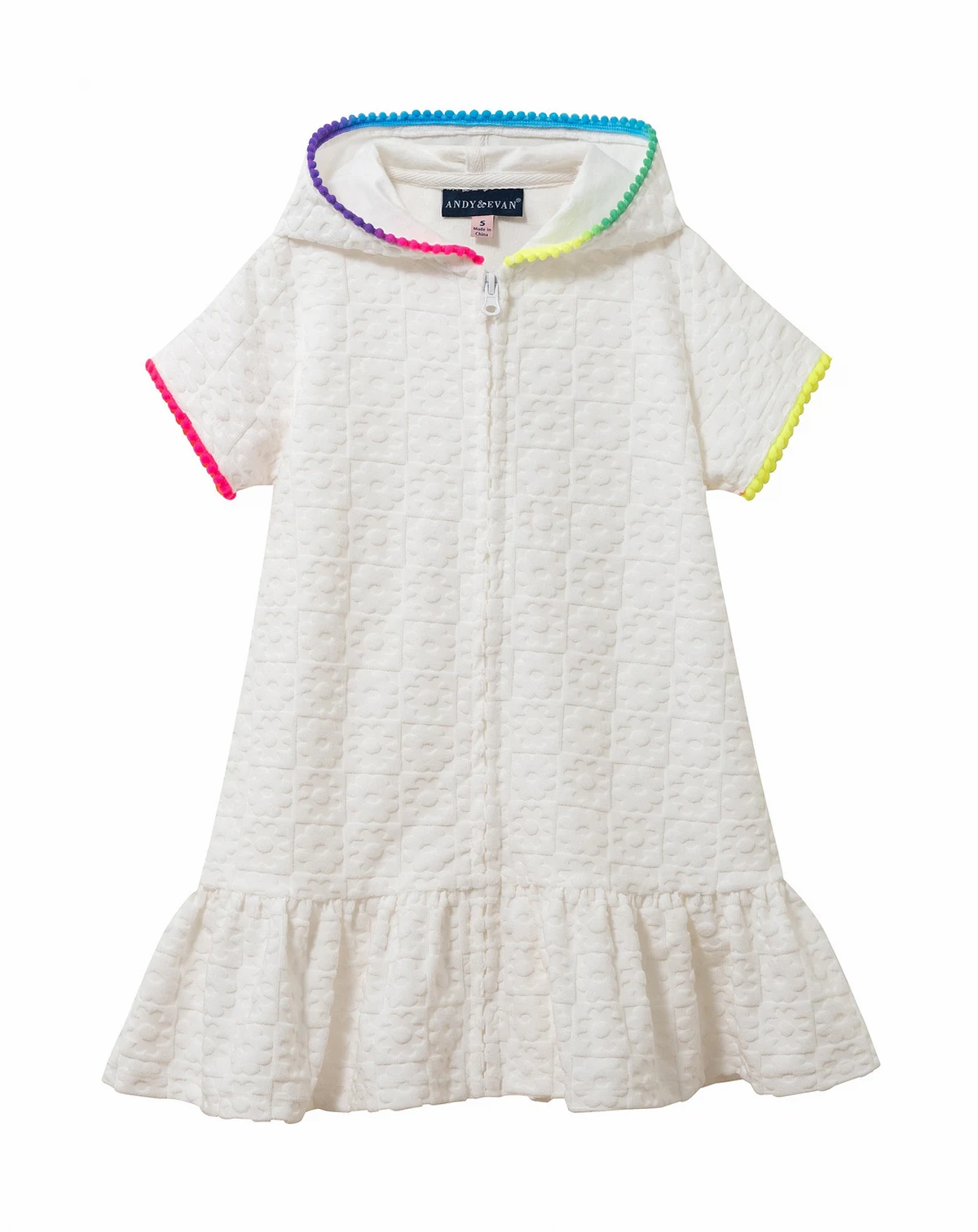 Girls' 2T-5 Hooded Zipper Front Floral Cover-Up