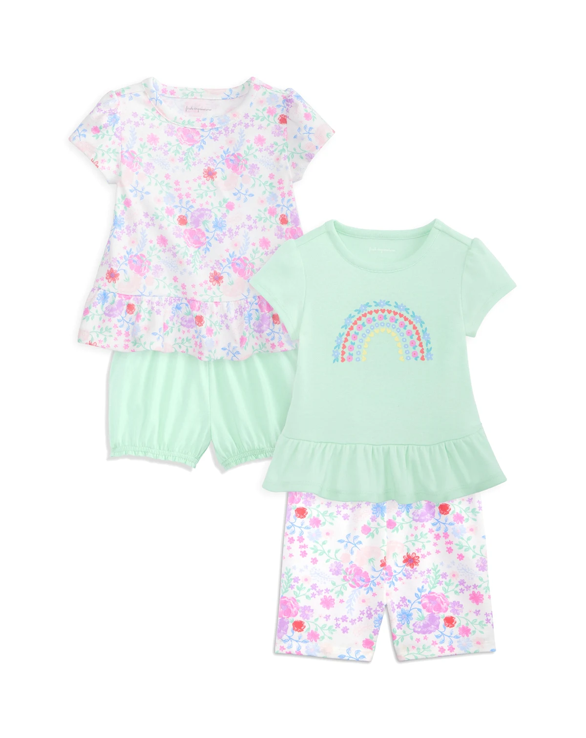 Baby Girls and Toddler 2T-4T Floral Rainbow Short-Sleeve Tops and Shorts, Macy's Exclusive