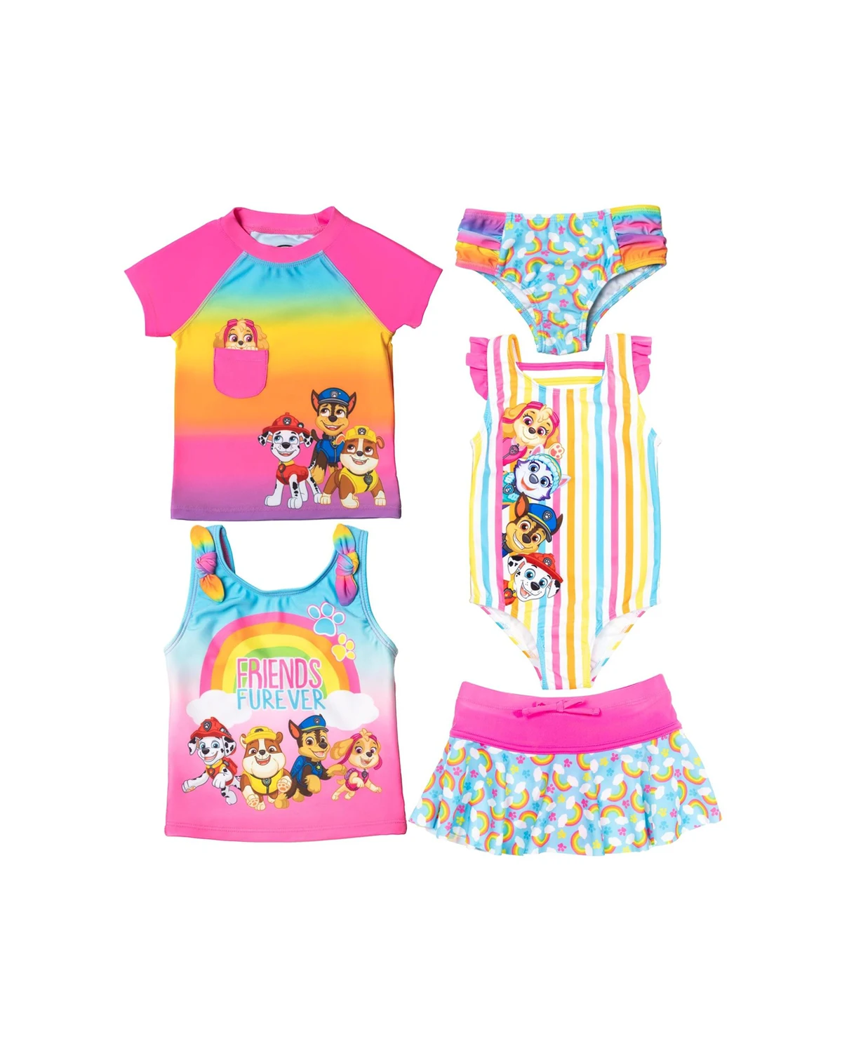 Toddler Girls One Piece Bathing Suit Rash Guard Tankini Top Bikini Bottom and Skort 5 Swimsuit Set