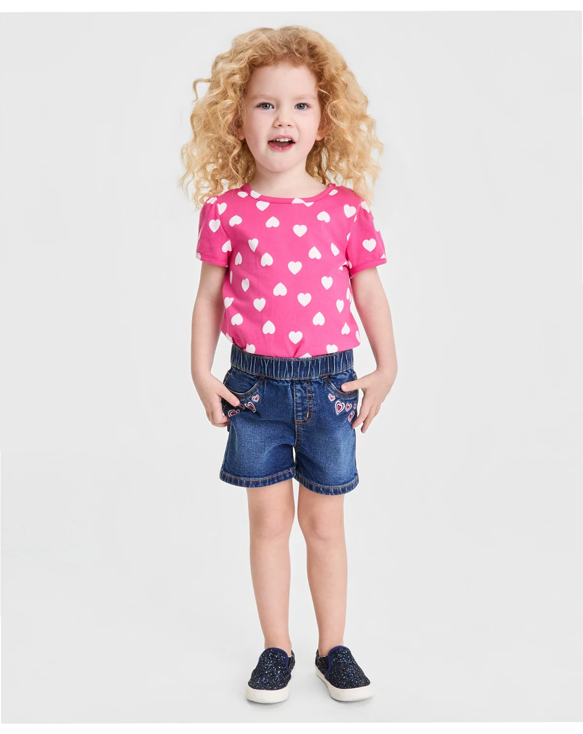 Girls' 12M-5T Hearts Pull-On Shorts, Macy's Exclusive