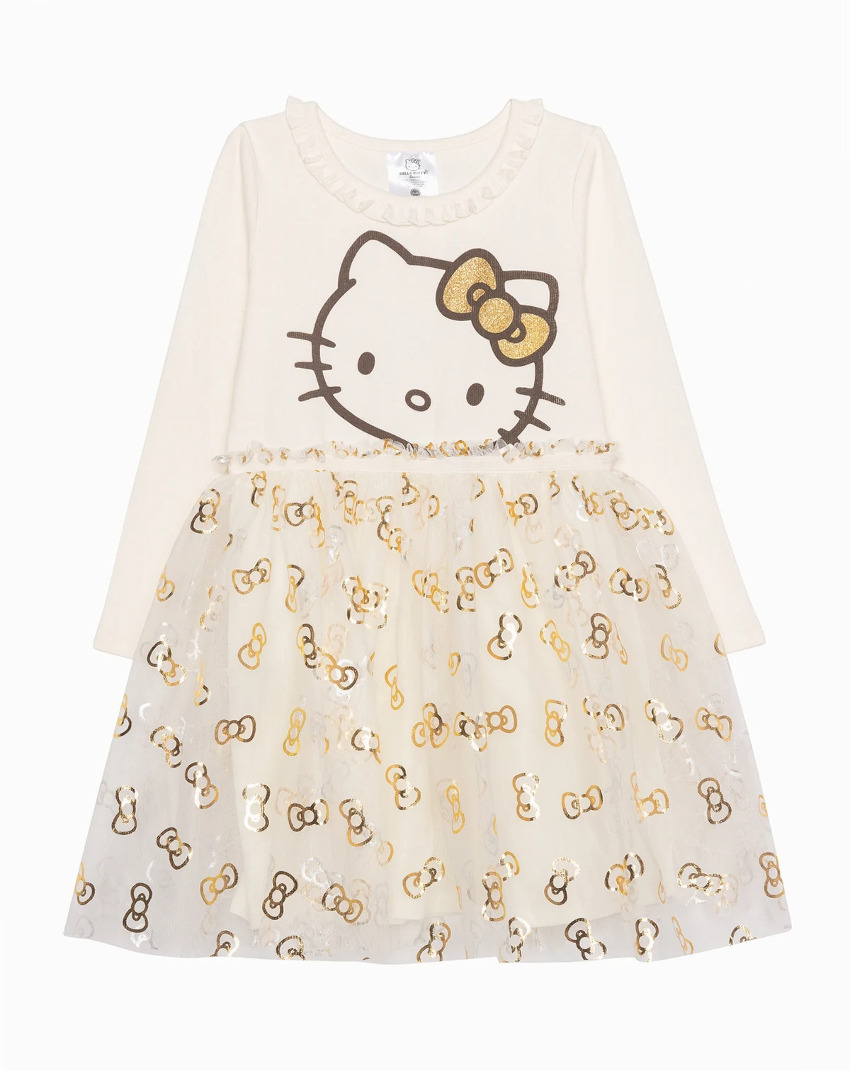 Girls' 2T-6X Long-Sleeve Ruffle-Trim Dress