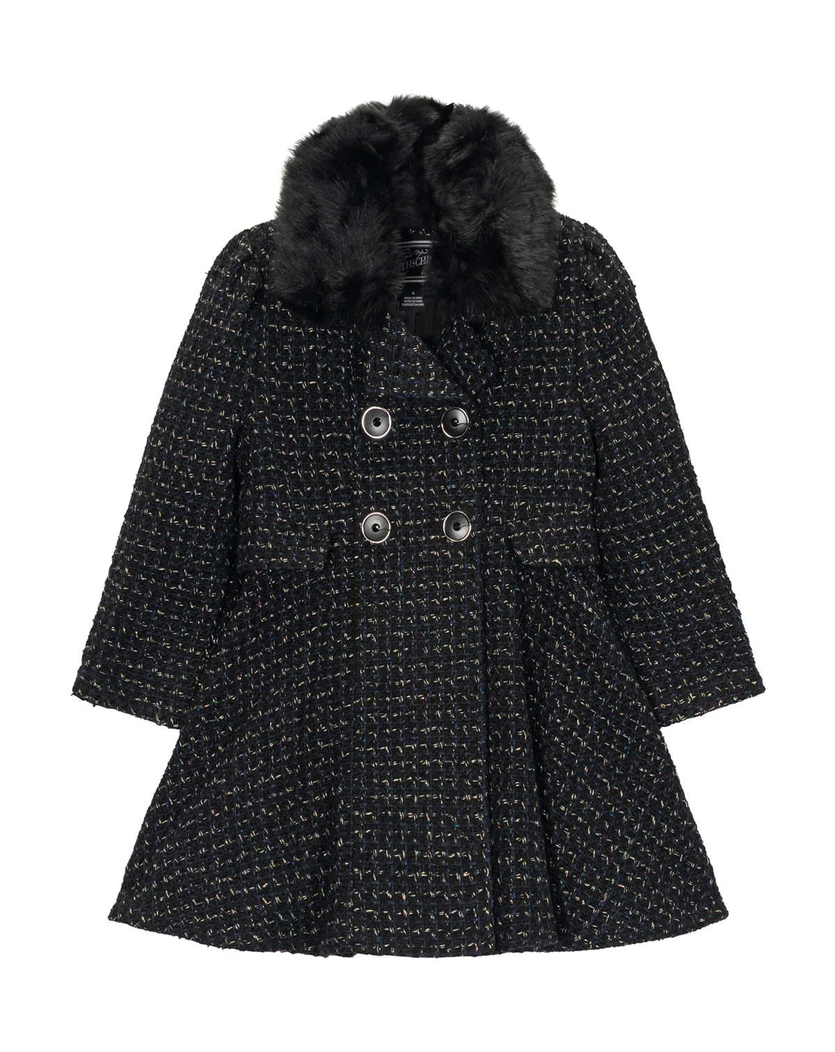 Toddler and Little Girls' Tweed Princess Dress Coat