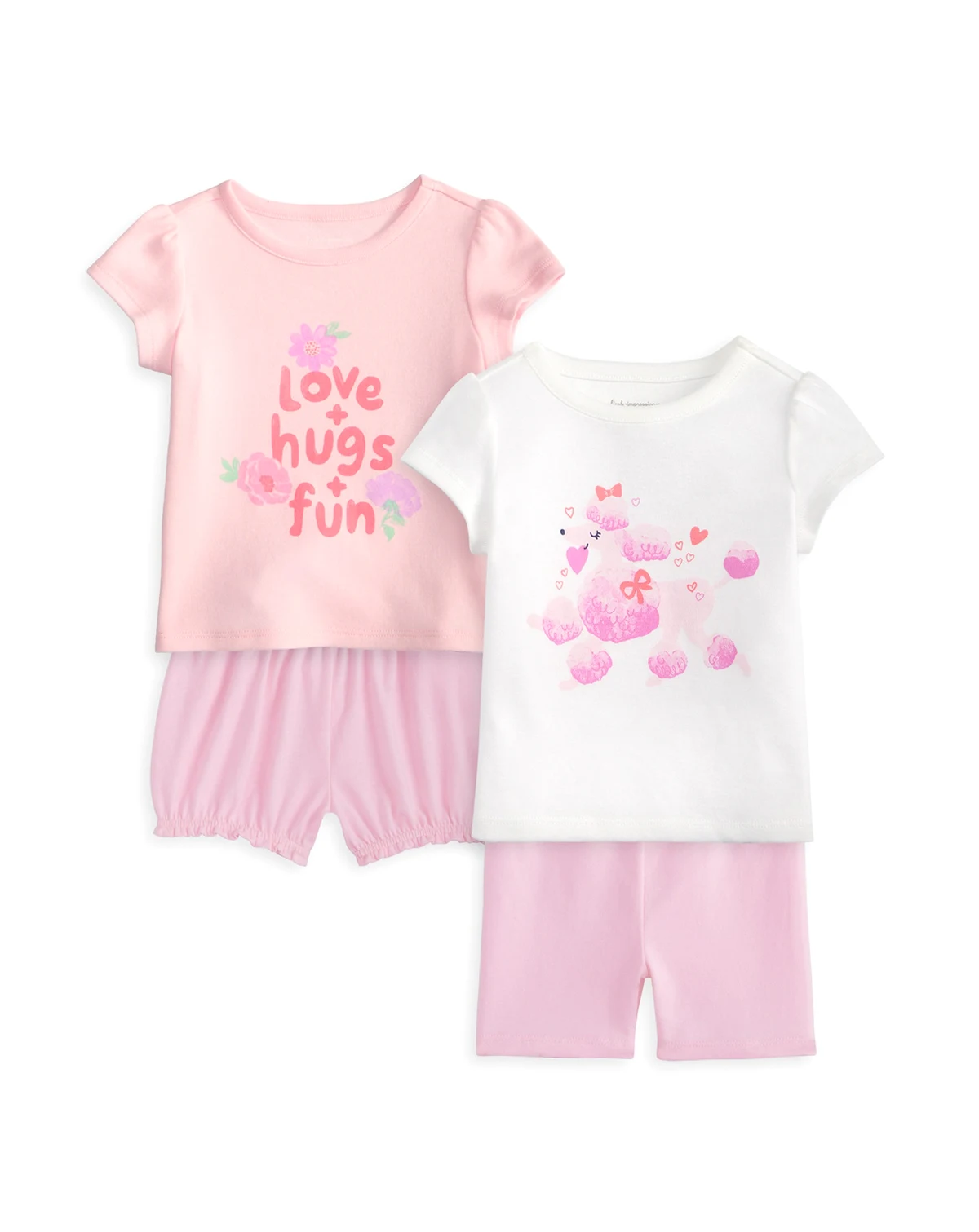 Baby Girls and Toddler 2T-4T Love Hugs Fun Short-Sleeve T-Shirts and Shorts, Macy's Exclusive