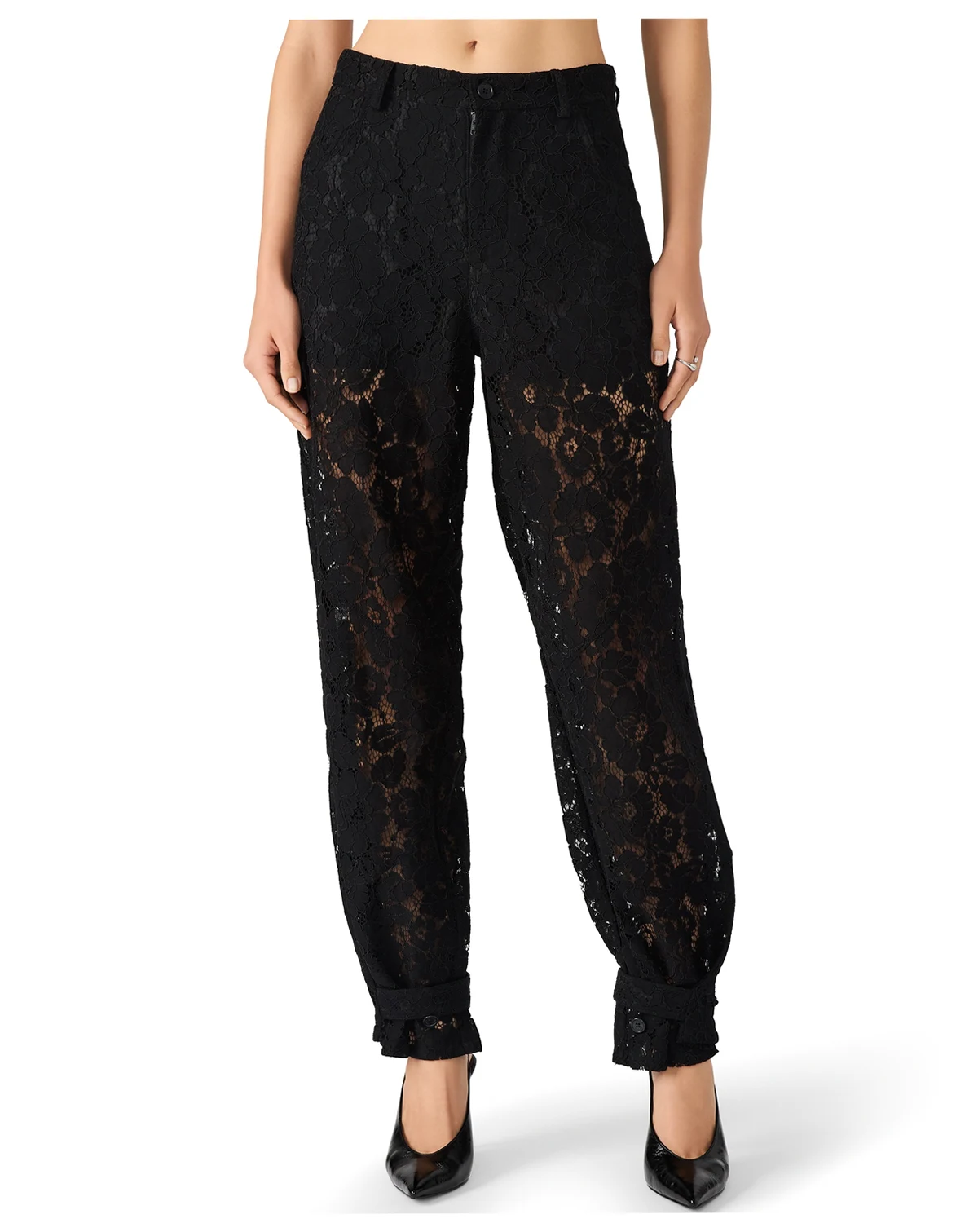 Women's Lace Mid-Rise Ankle Straps Pants