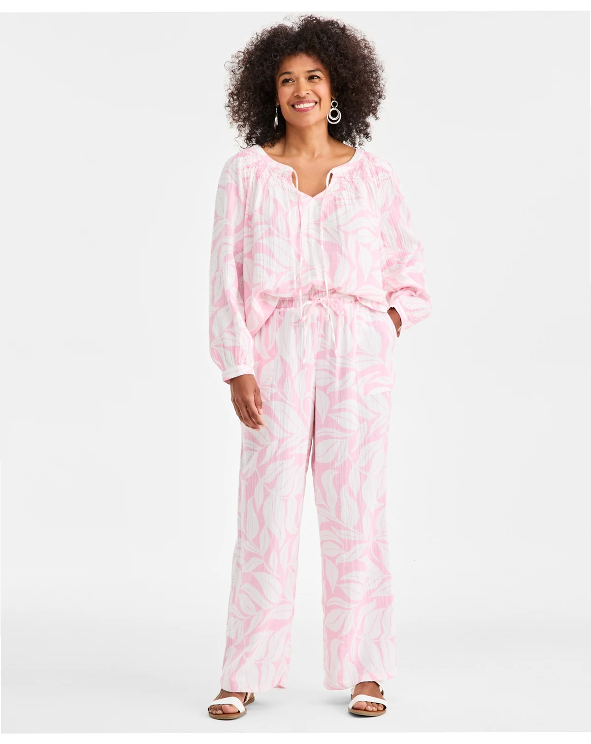 Women's Printed Cotton Gauze Pull-On Pants, Macy's Exclusive