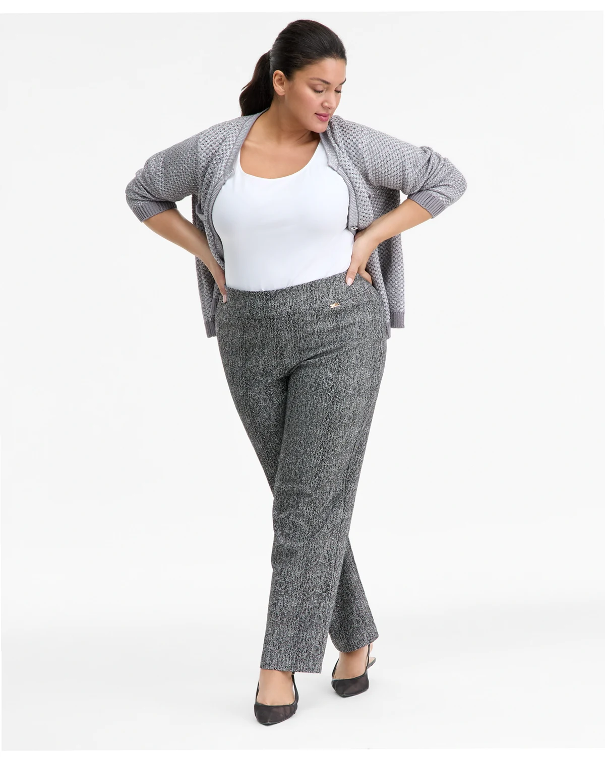Plus Size Mid-Rise Jacquard Pants, Macy's Exclusive