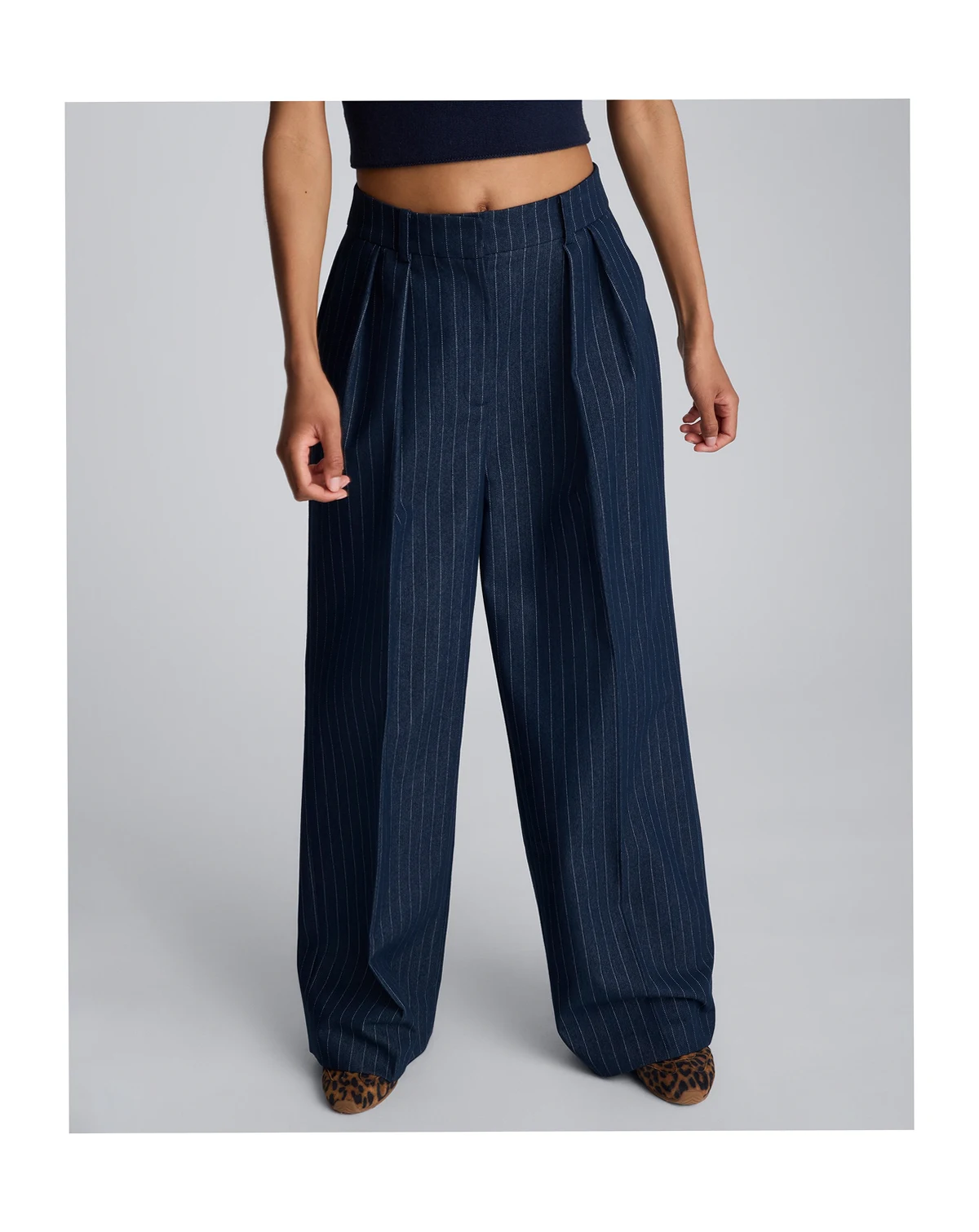 Women's Pinstripe High Rise Ankle Pants