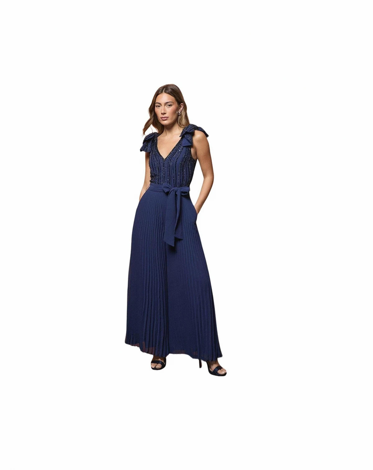 Women's Embellished Bow Shoulder Jumpsuit