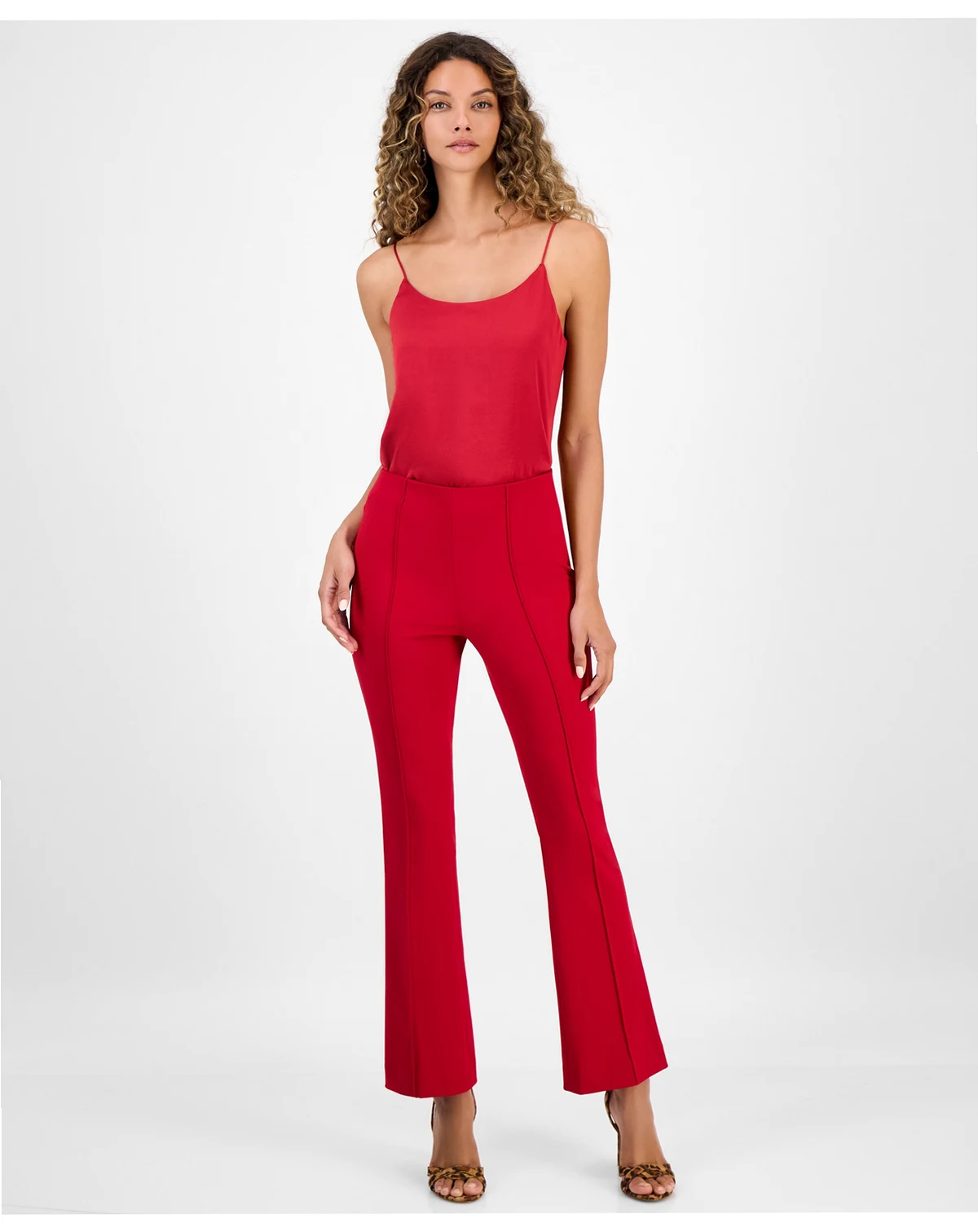 Women's Crepe High-Rise Flared-Leg Pants, Macy's Exclusive