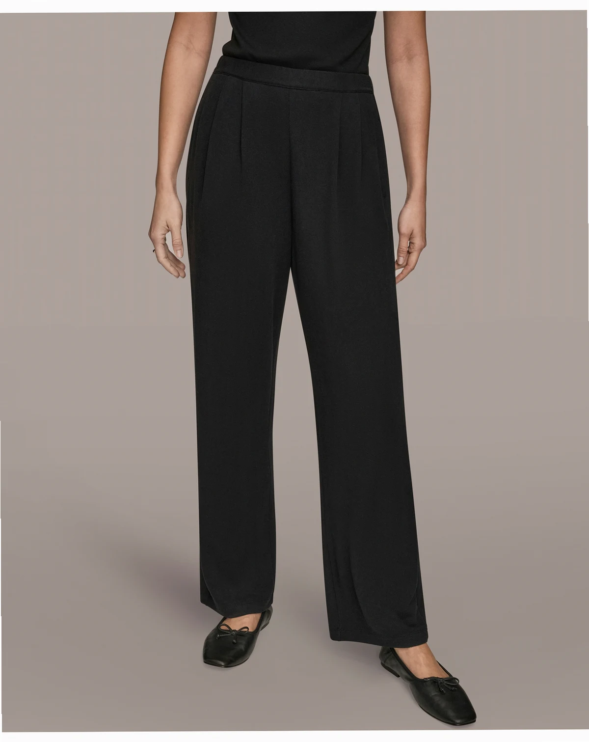 Women's Brushed Jersey High Rise Pleated Pull-On Pants