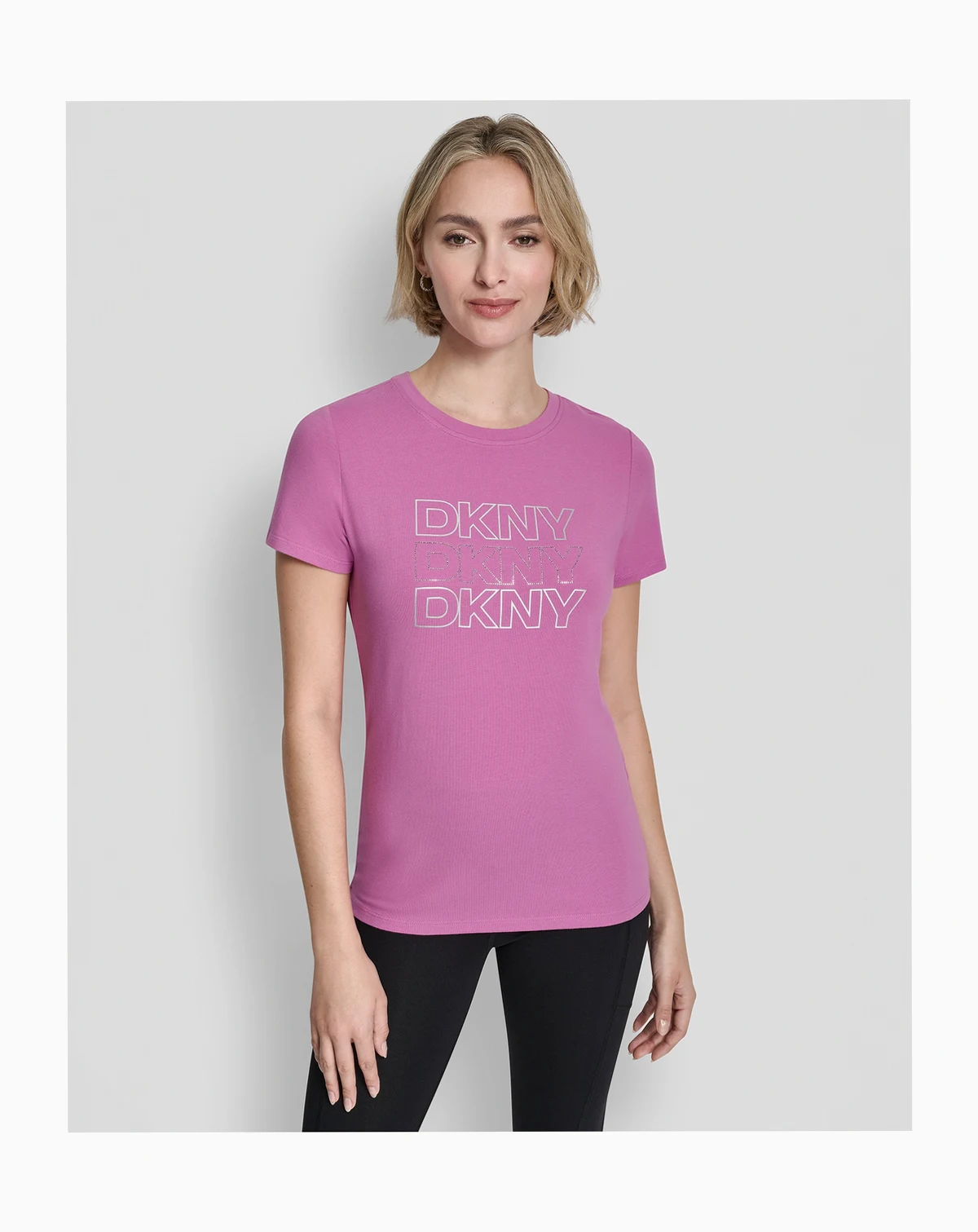 Women's Triple Rhinestone Foil Logo Crewneck Baby T-Shirt