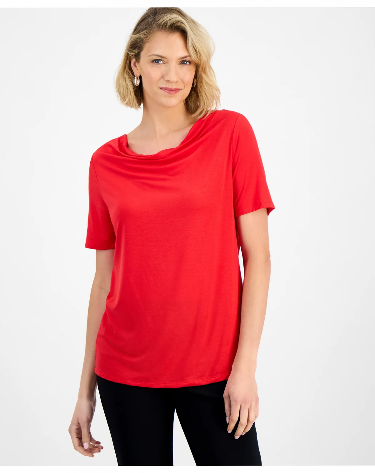Women's Cowl-Neck Short-Sleeve Top, Macy's Exclusive