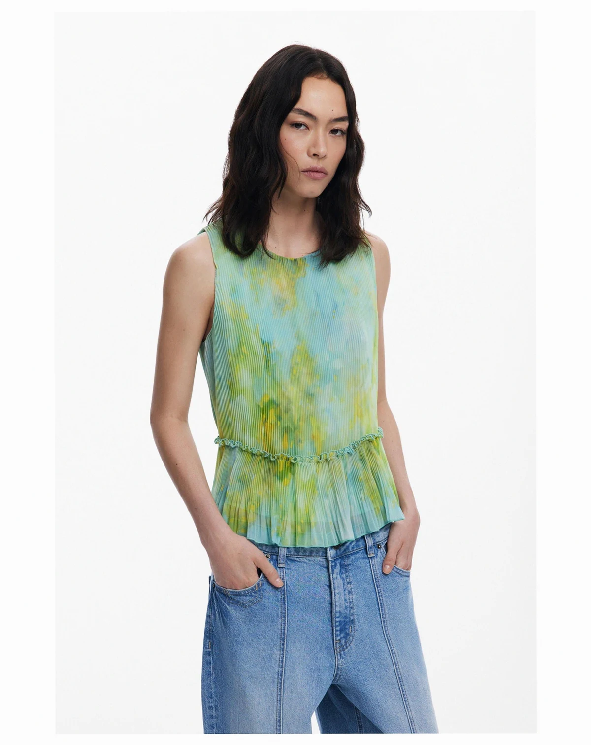 Women's Ruffled pleated blouse