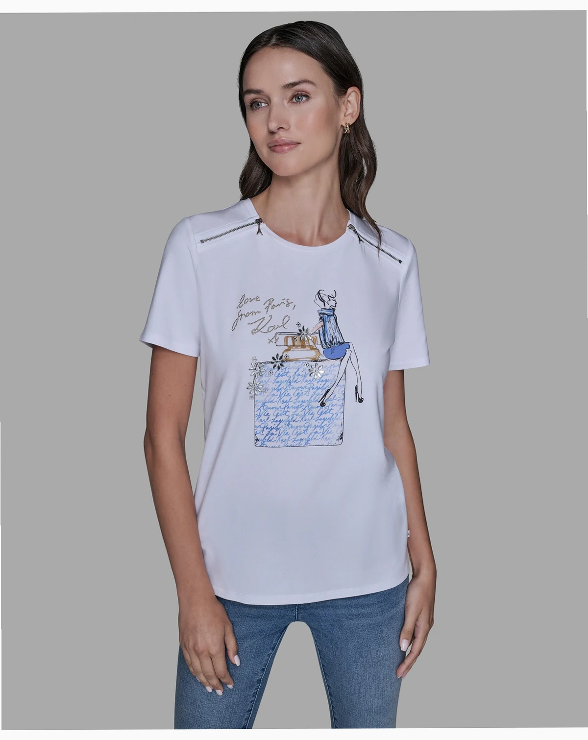 Women's Short-Sleeve Girl Perfume Bottle Printed T-Shirt