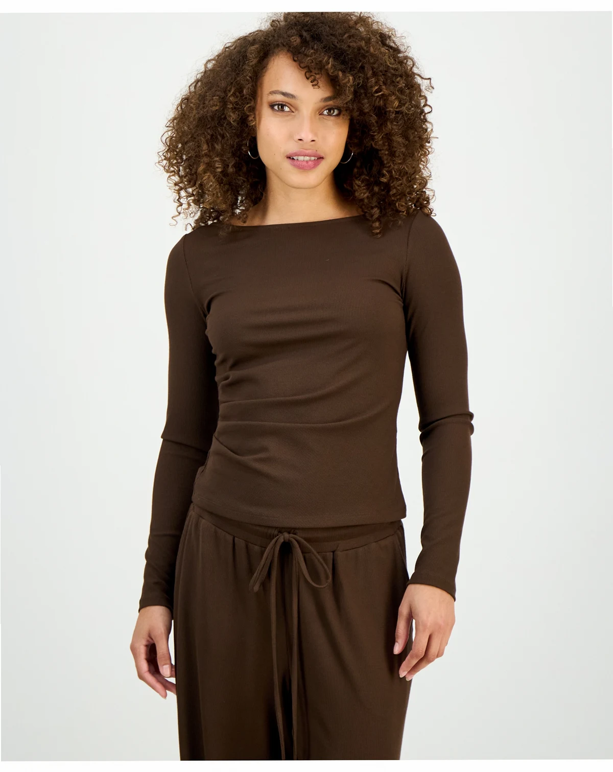 Petite Rib-Knit Asymmetric Top, Macy's Exclusive