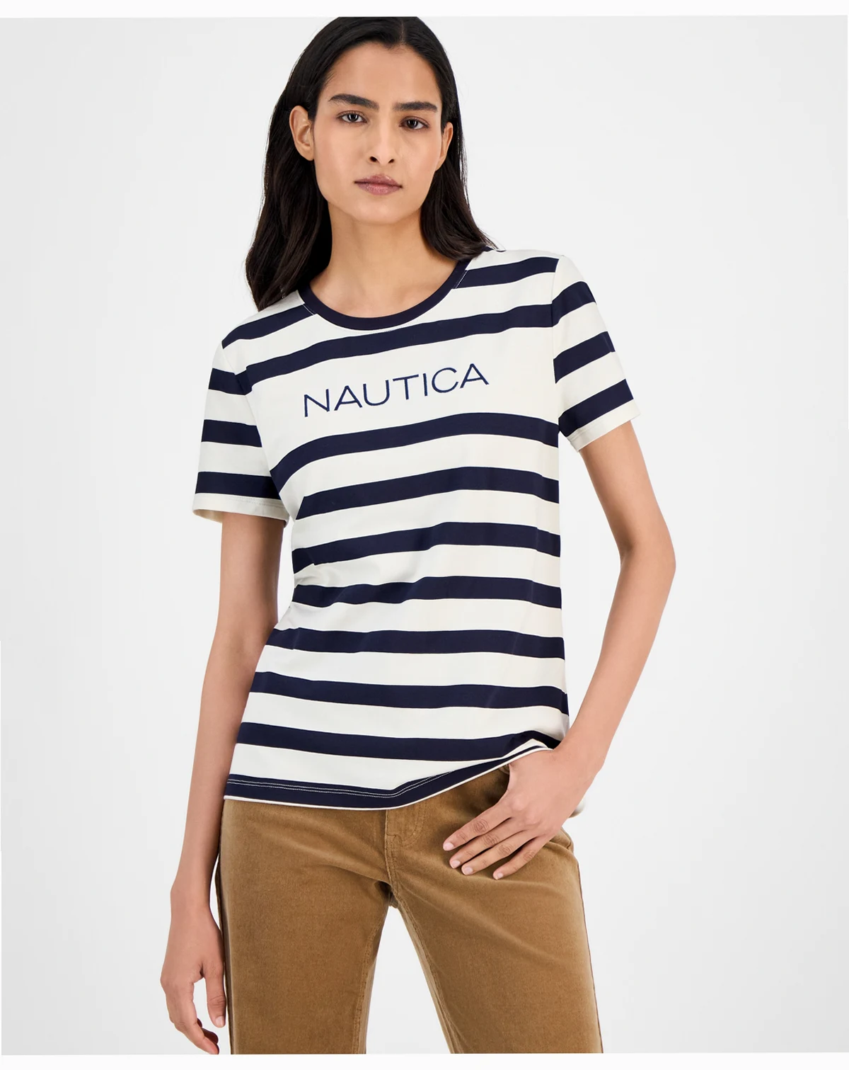 Nautica Women's Round-Neck Logo T-Shirt