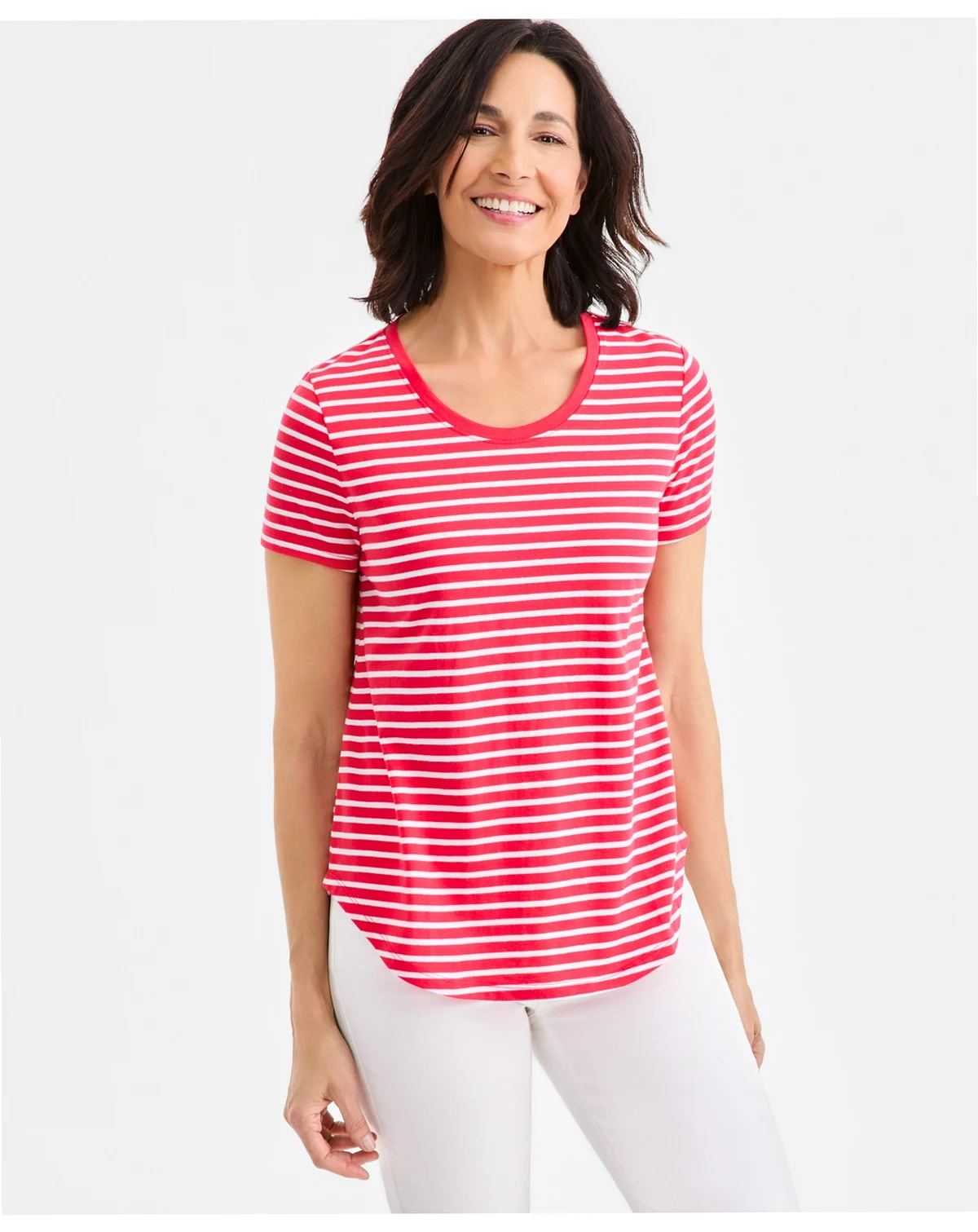 Women's Printed Short-Sleeve Crewneck Top, Macy's Exclusive