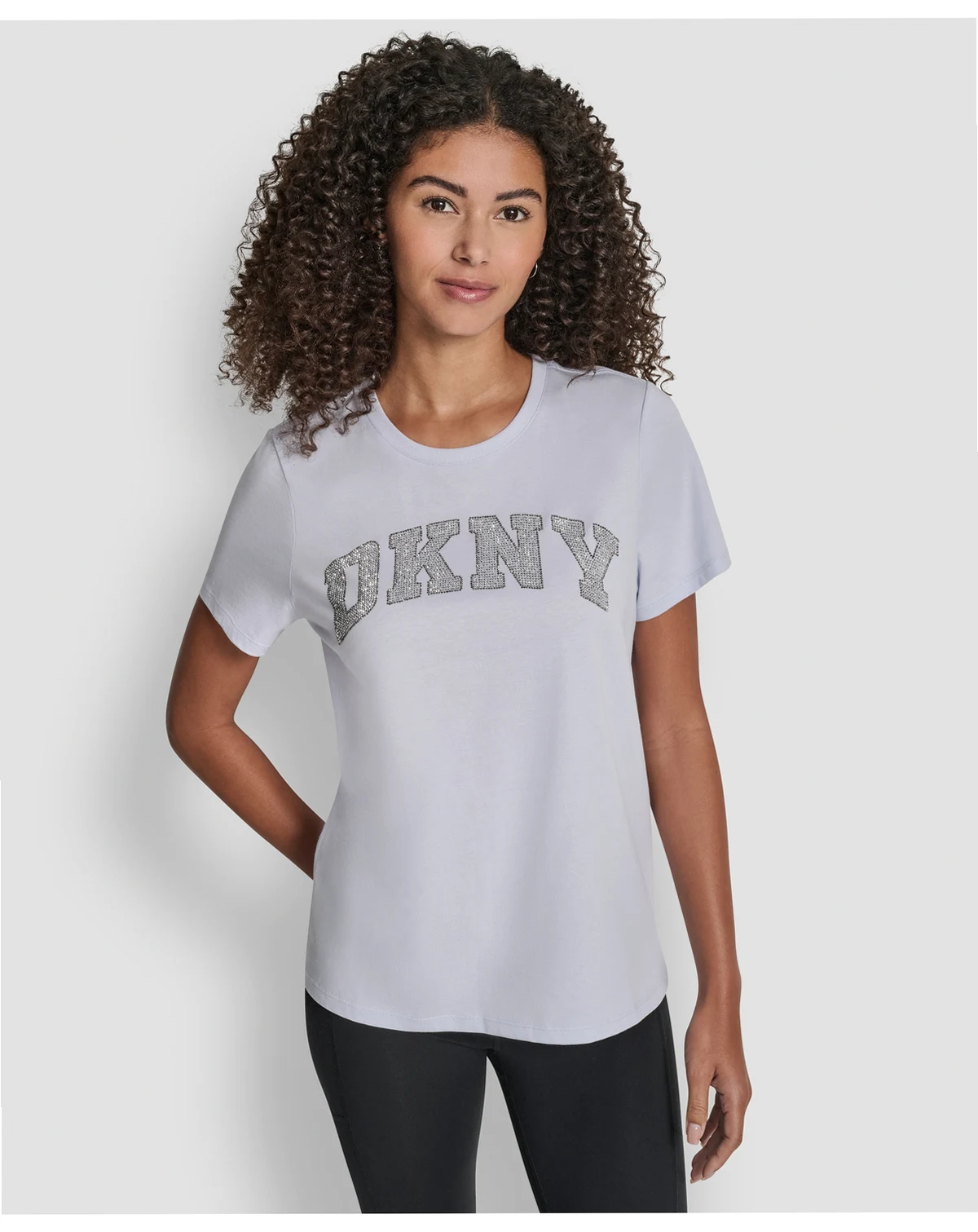 Women's Arched Exploded Rhinestone Crew Neck T-Shirt