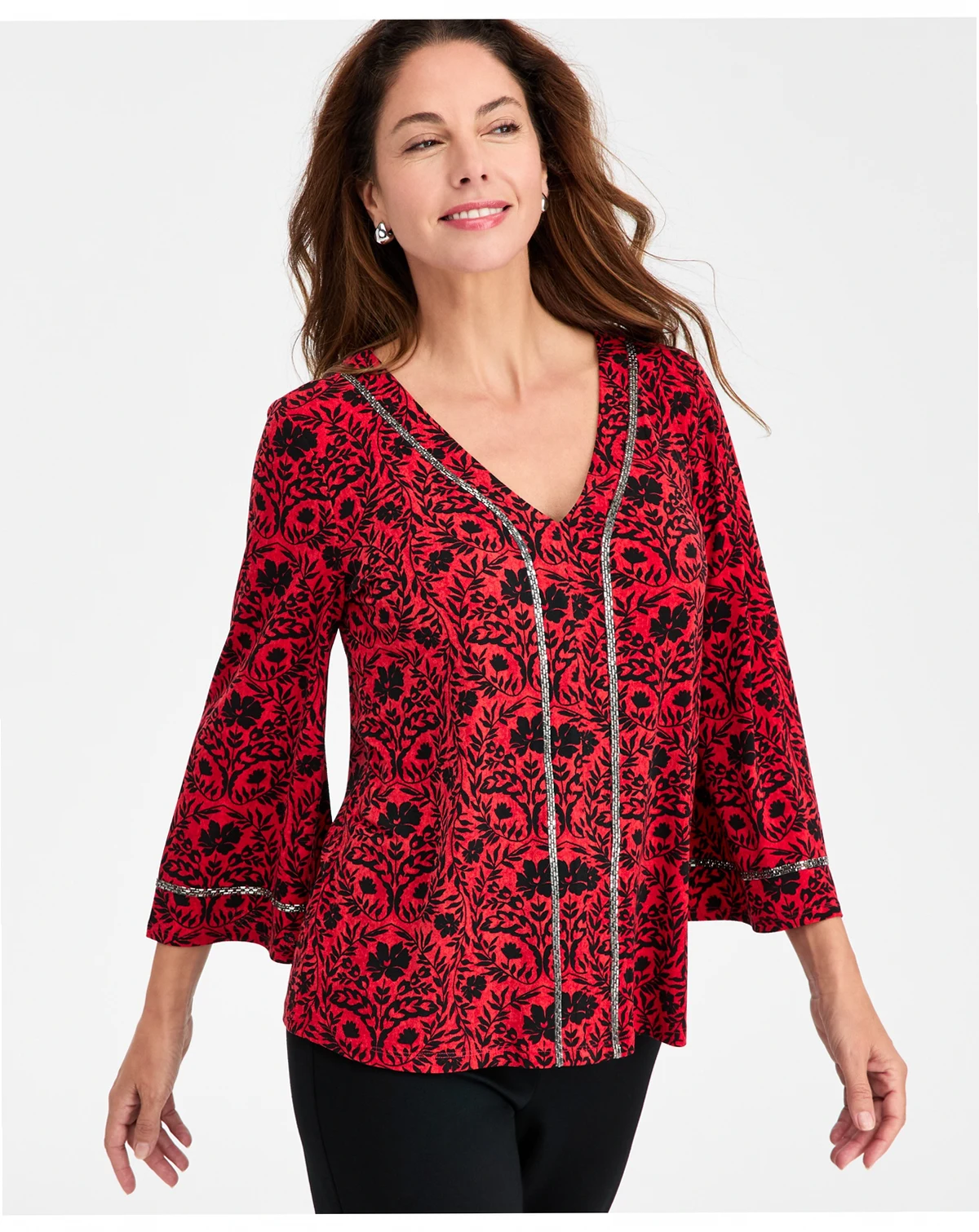 Women's Embellished Print Top, Macy's Exclusive