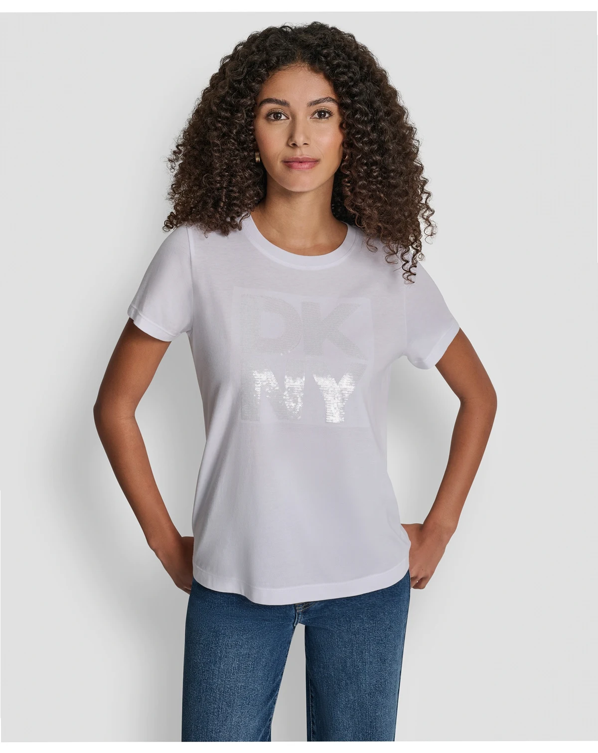Women's Embellished Logo Detail Crew Neck T-Shirt