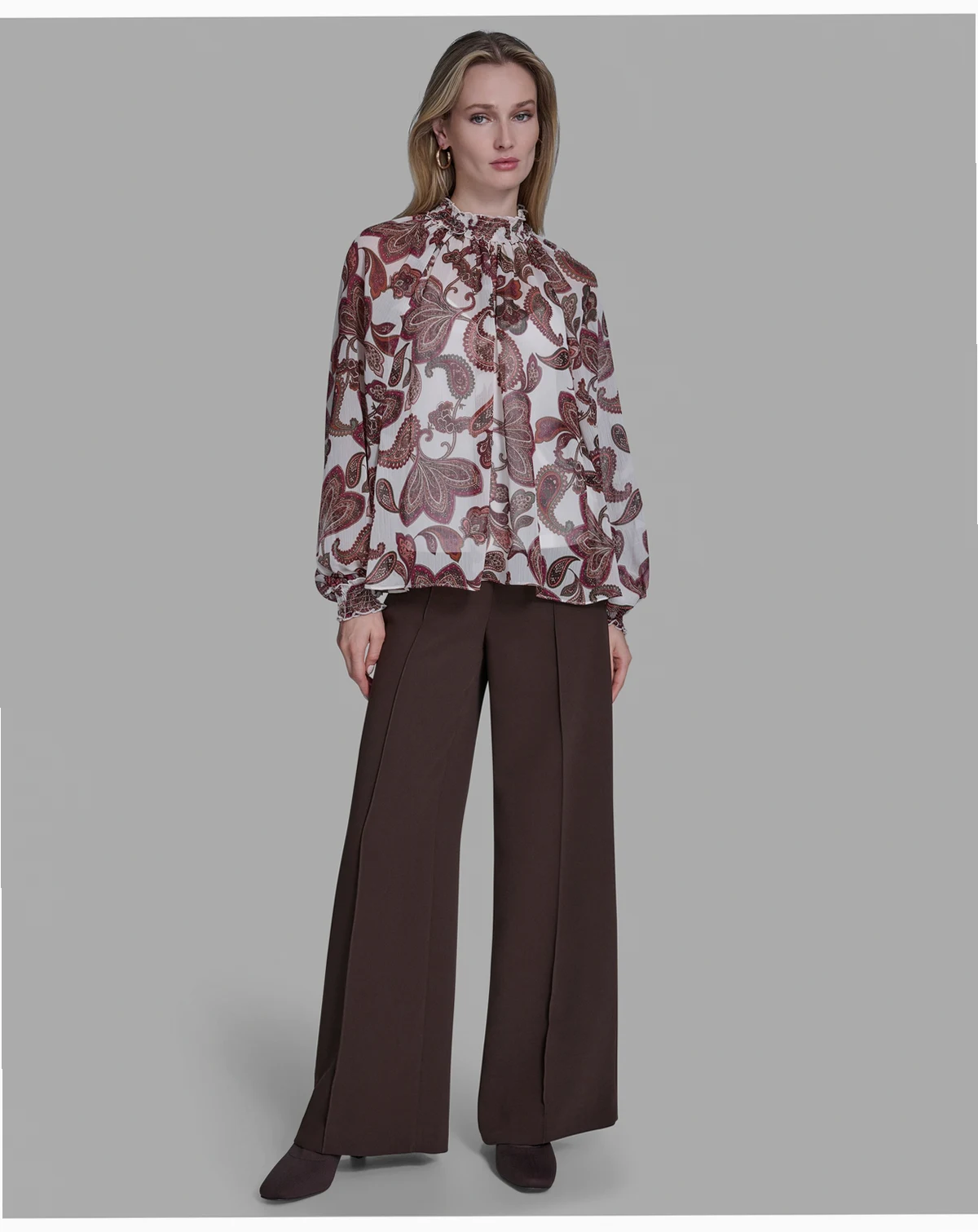 Women's Smocked High Neck Top
