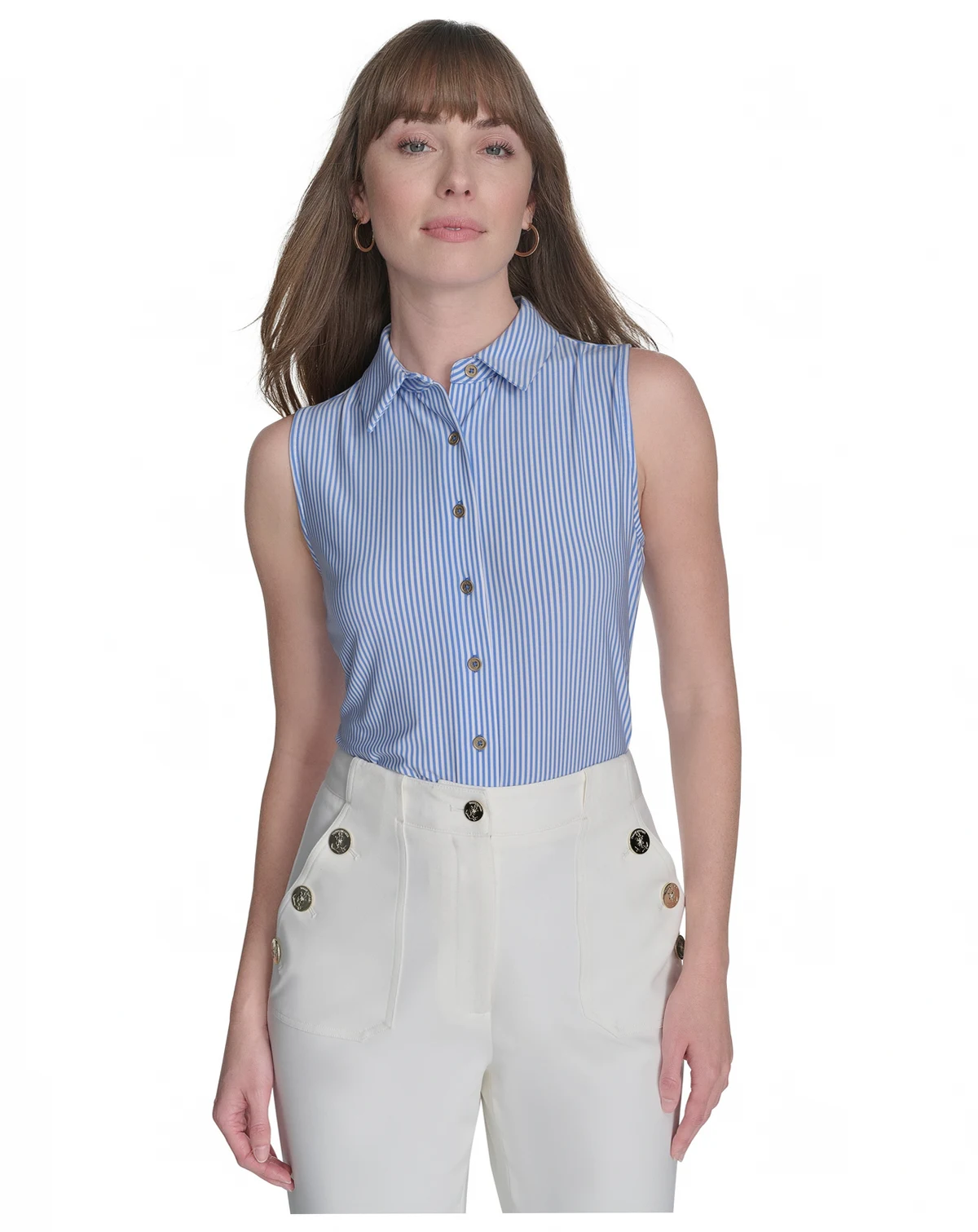 Women's Sleeveless Pinstripe Top